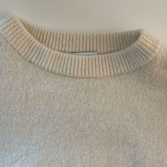 Stockholm Atelier & Other Stories Wool Blend Hi Low Crewneck Sweater in Ivory - - Picture 5 of 9